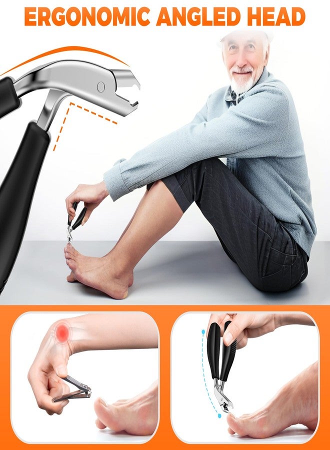 درمود مقص أظافر قدم برأس مائل للأظافر السميكة لكبار السن، مقص أظافر كبير مستقيم للرجال مع ماسك، مقص أظافر قدم شديد التحمل للأظافر السميكة بمقبض طويل مريح - Image 2